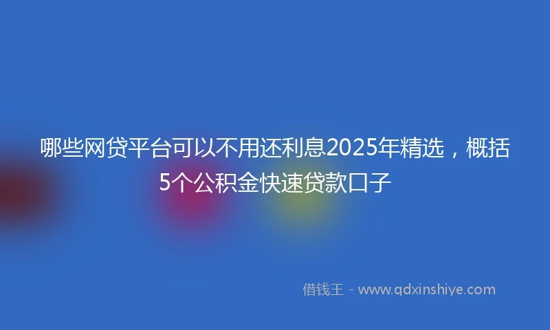 哪些网贷平台可以不用还利息2025年精选，概括5个公积金快速贷款口子