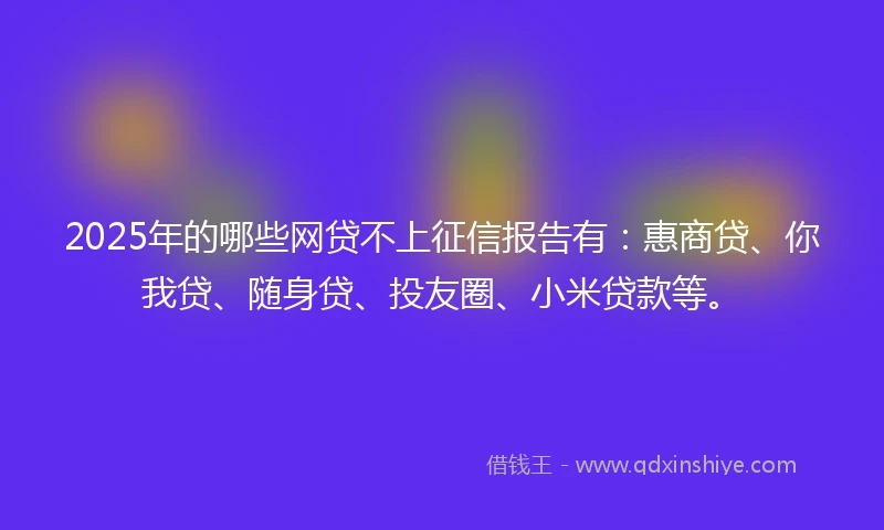 2025年的哪些网贷不上征信报告有：惠商贷、你我贷、随身贷、投友圈、小米贷款等。