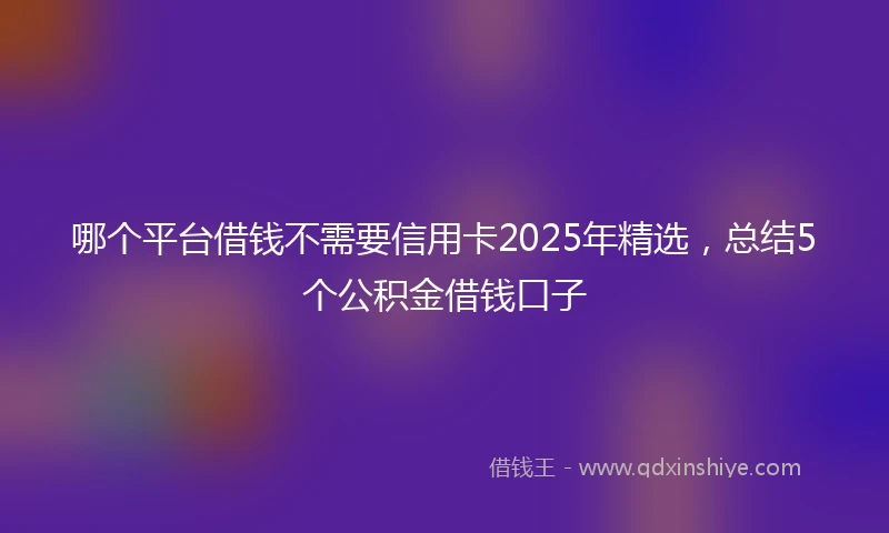 哪个平台借钱不需要信用卡2025年精选，总结5个公积金借钱口子