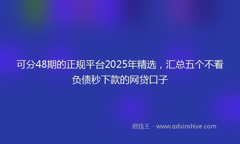 可分48期的正规平台2025年精选，汇总五个不看负债秒下款的网贷口子