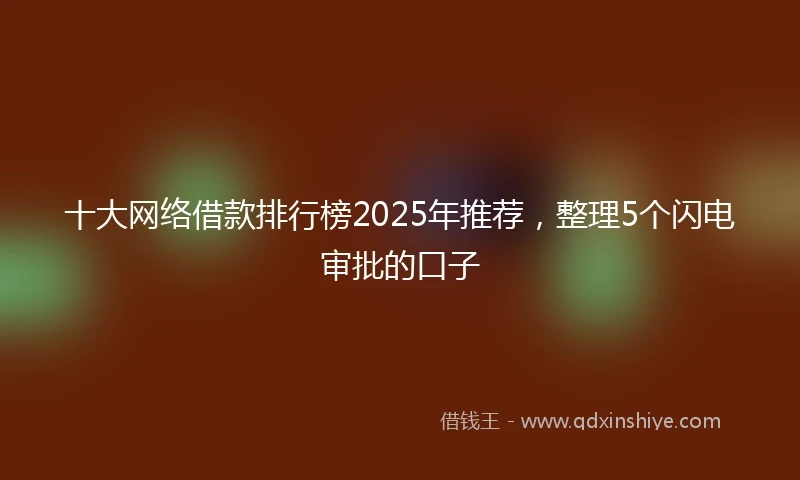 十大网络借款排行榜2025年推荐，整理5个闪电审批的口子