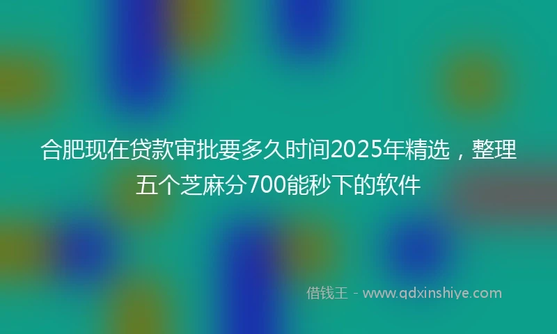 合肥现在贷款审批要多久时间2025年精选，整理五个芝麻分700能秒下的软件