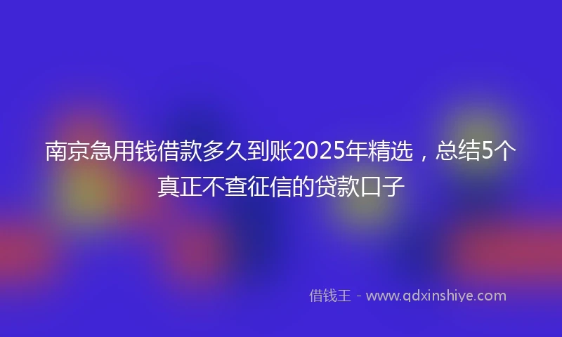 南京急用钱借款多久到账2025年精选，总结5个真正不查征信的贷款口子
