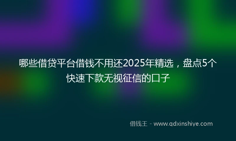 哪些借贷平台借钱不用还2025年精选，盘点5个快速下款无视征信的口子