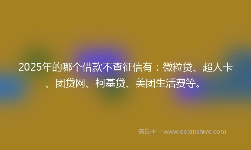 2025年的哪个借款不查征信有：微粒贷、超人卡、团贷网、柯基贷、美团生活费等。