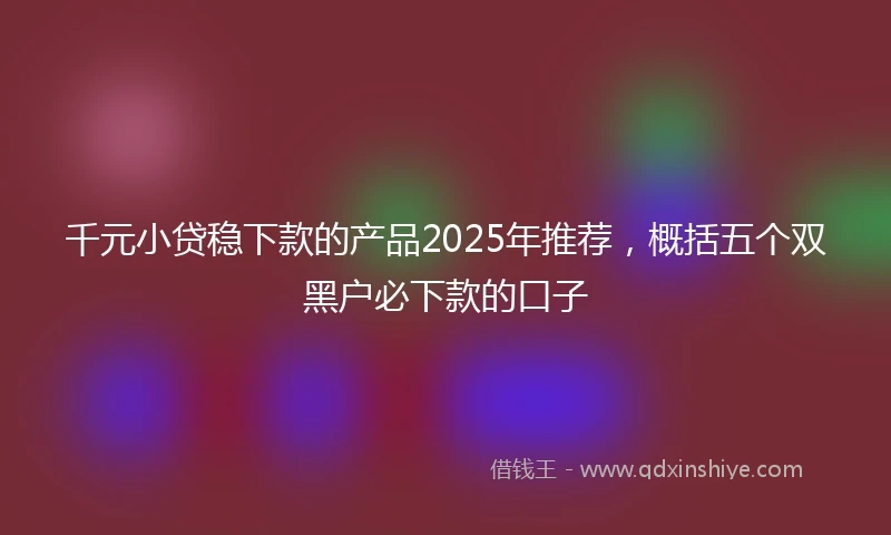 千元小贷稳下款的产品2025年推荐，概括五个双黑户必下款的口子
