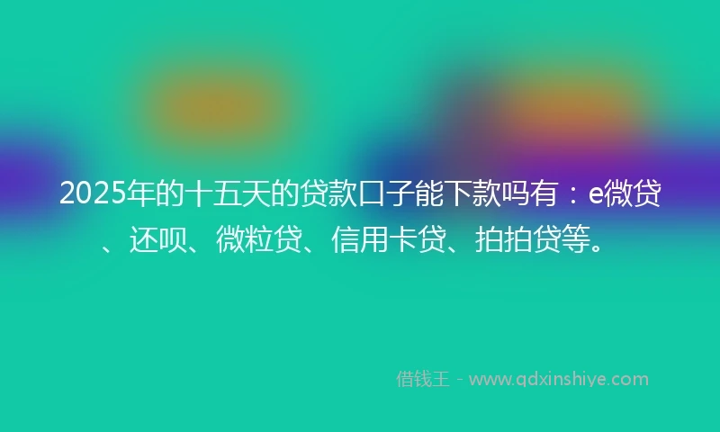 2025年的十五天的贷款口子能下款吗有：e微贷、还呗、微粒贷、信用卡贷、拍拍贷等。