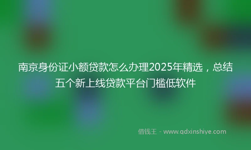 南京身份证小额贷款怎么办理2025年精选，总结五个新上线贷款平台门槛低软件