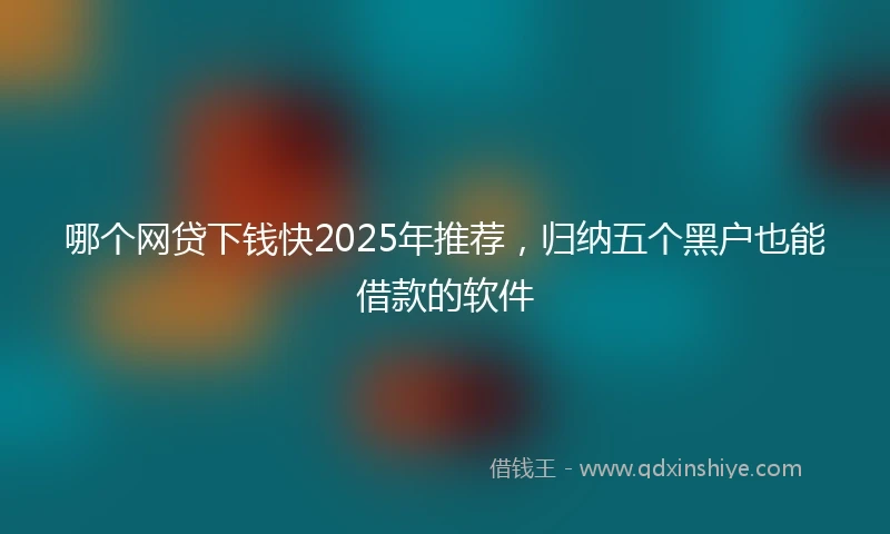 哪个网贷下钱快2025年推荐，归纳五个黑户也能借款的软件