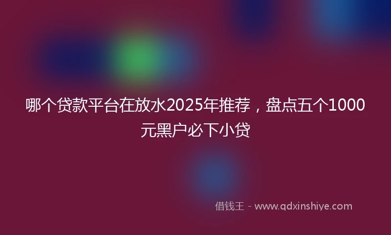 哪个贷款平台在放水2025年推荐，盘点五个1000元黑户必下小贷