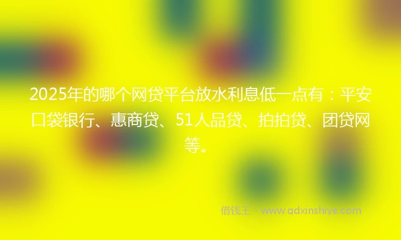 2025年的哪个网贷平台放水利息低一点有：平安口袋银行、惠商贷、51人品贷、拍拍贷、团贷网等。