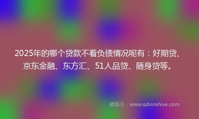 2025年的哪个贷款不看负债情况呢有:好期贷、京东金融、东方汇、51人品贷、随身贷等。
