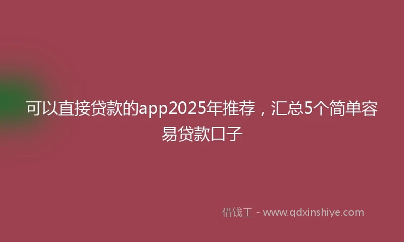可以直接贷款的app2025年推荐，汇总5个简单容易贷款口子