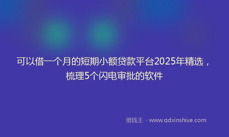 可以借一个月的短期小额贷款平台2025年精选，梳理5个闪电审批的软件