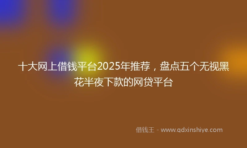 十大网上借钱平台2025年推荐，盘点五个无视黑花半夜下款的网贷平台