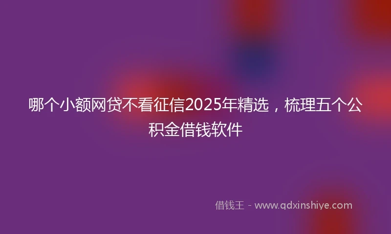 哪个小额网贷不看征信2025年精选，梳理五个公积金借钱软件