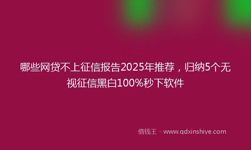 哪些网贷不上征信报告2025年推荐，归纳5个无视征信黑白100%秒下软件
