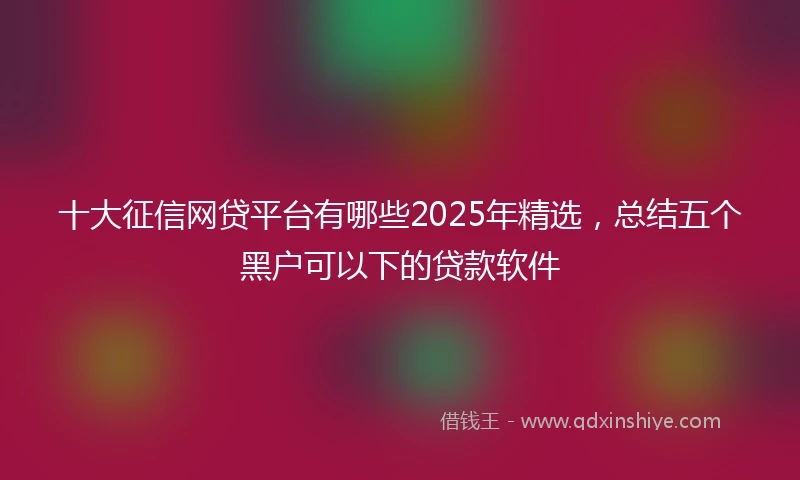 十大征信网贷平台有哪些2025年精选，总结五个黑户可以下的贷款软件