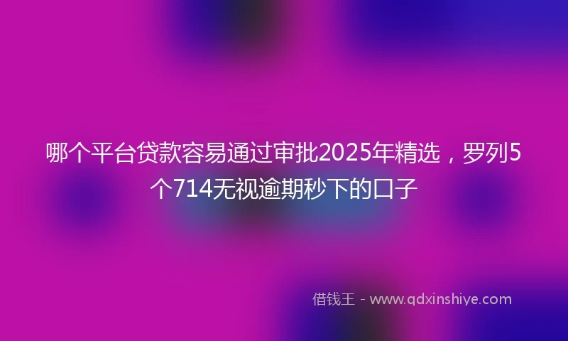哪个平台贷款容易通过审批2025年精选，罗列5个714无视逾期秒下的口子