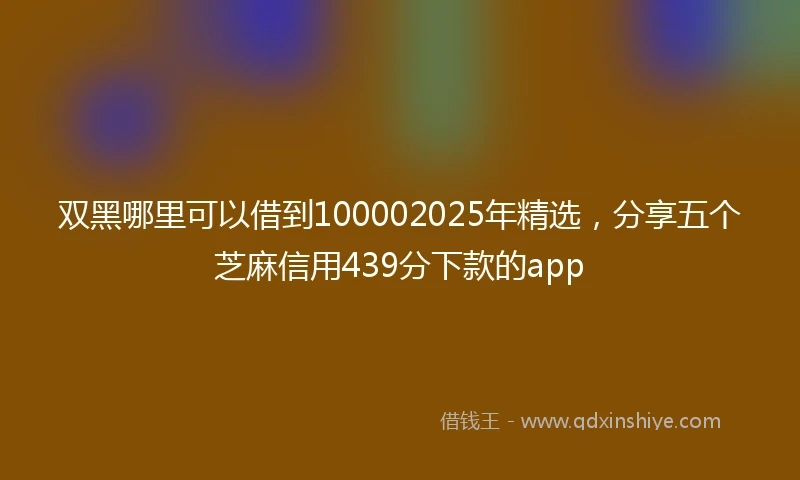 双黑哪里可以借到100002025年精选，分享五个芝麻信用439分下款的app