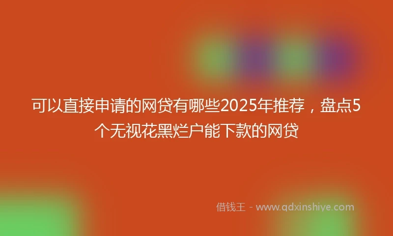 可以直接申请的网贷有哪些2025年推荐，盘点5个无视花黑烂户能下款的网贷