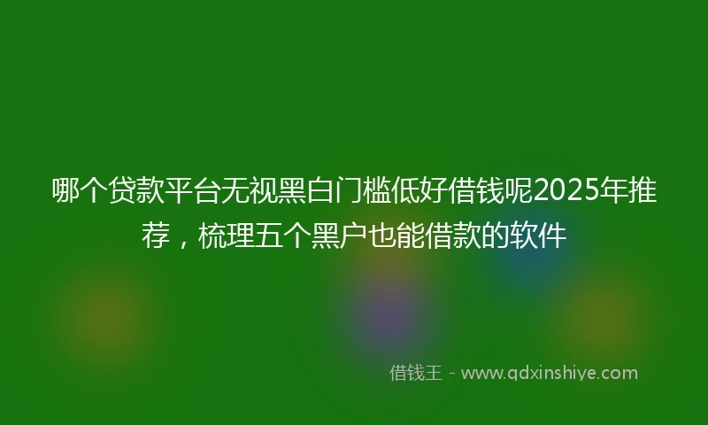 哪个贷款平台无视黑白门槛低好借钱呢2025年推荐，梳理五个黑户也能借款的软件