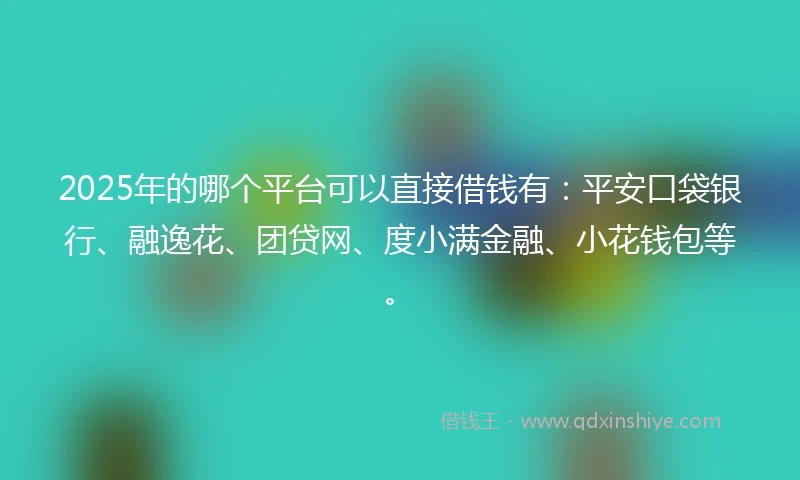 2025年的哪个平台可以直接借钱有：平安口袋银行、融逸花、团贷网、度小满金融、小花钱包等。