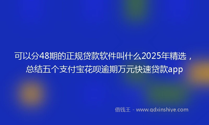 可以分48期的正规贷款软件叫什么2025年精选，总结五个支付宝花呗逾期万元快速贷款app
