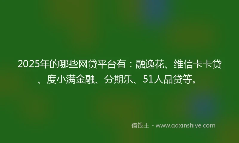 2025年的哪些网贷平台有：融逸花、维信卡卡贷、度小满金融、分期乐、51人品贷等。