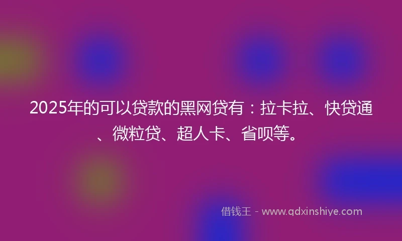 2025年的可以贷款的黑网贷有：拉卡拉、快贷通、微粒贷、超人卡、省呗等。