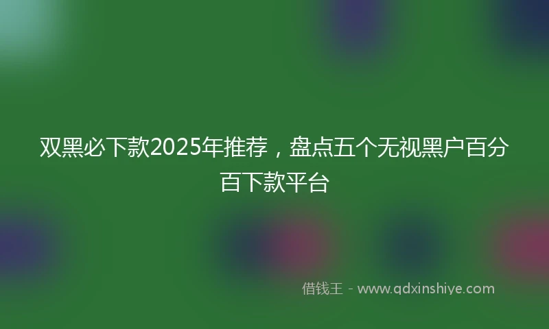 双黑必下款2025年推荐，盘点五个无视黑户百分百下款平台