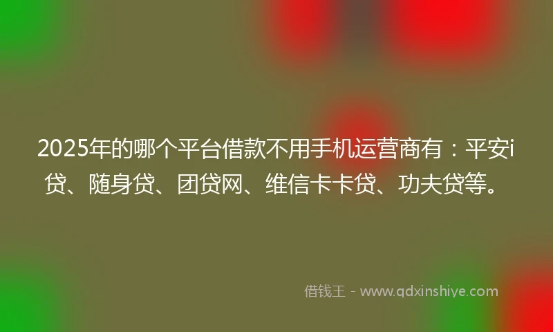 2025年的哪个平台借款不用手机运营商有：平安i贷、随身贷、团贷网、维信卡卡贷、功夫贷等。