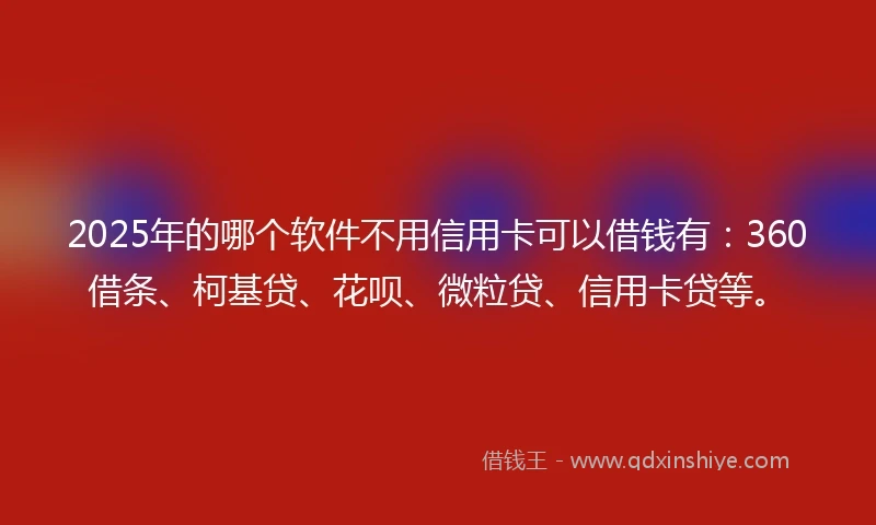 2025年的哪个软件不用信用卡可以借钱有：360借条、柯基贷、花呗、微粒贷、信用卡贷等。