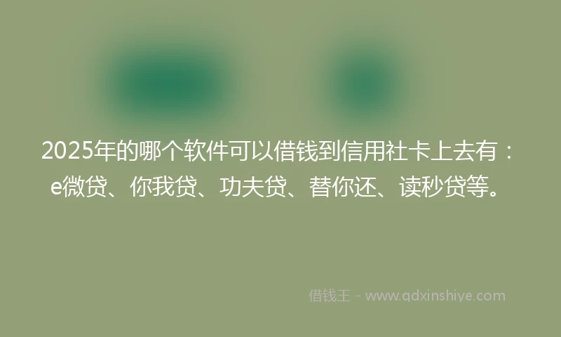 2025年的哪个软件可以借钱到信用社卡上去有：e微贷、你我贷、功夫贷、替你还、读秒贷等。