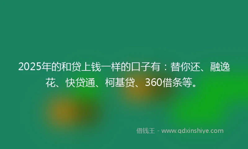 2025年的和贷上钱一样的口子有：替你还、融逸花、快贷通、柯基贷、360借条等。