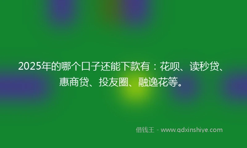 2025年的哪个口子还能下款有：花呗、读秒贷、惠商贷、投友圈、融逸花等。