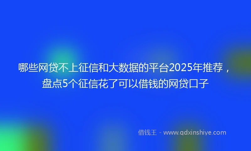 哪些网贷不上征信和大数据的平台2025年推荐，盘点5个征信花了可以借钱的网贷口子