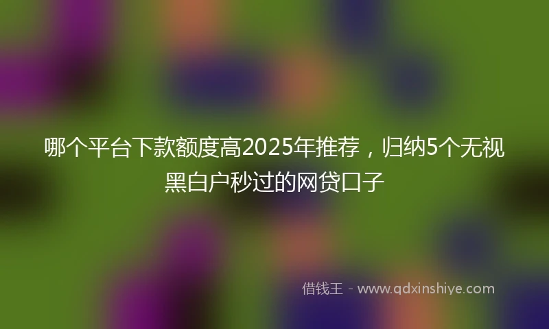 哪个平台下款额度高2025年推荐，归纳5个无视黑白户秒过的网贷口子