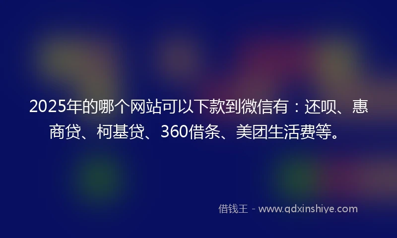 2025年的哪个网站可以下款到微信有：还呗、惠商贷、柯基贷、360借条、美团生活费等。