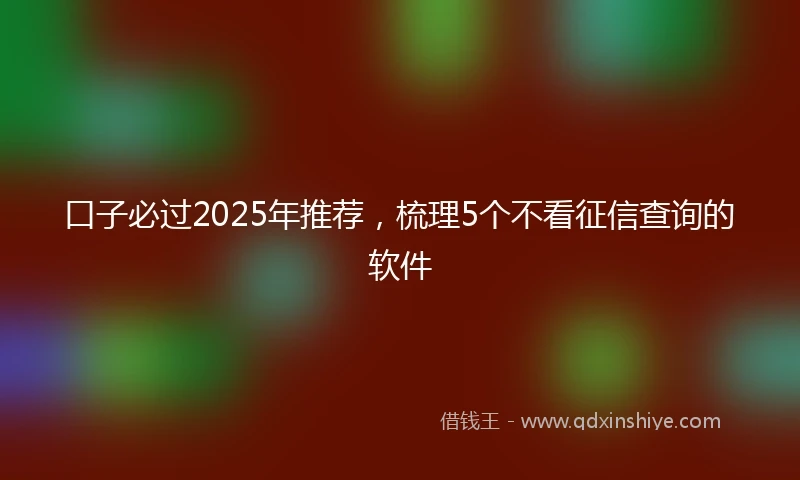 口子必过2025年推荐，梳理5个不看征信查询的软件