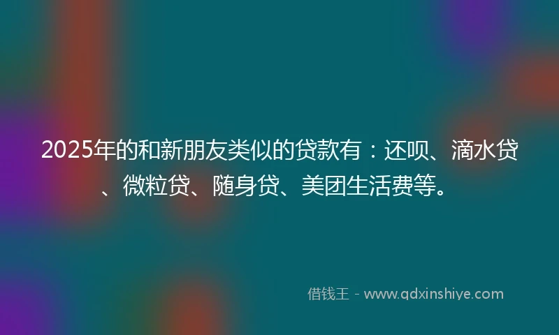 2025年的和新朋友类似的贷款有：还呗、滴水贷、微粒贷、随身贷、美团生活费等。