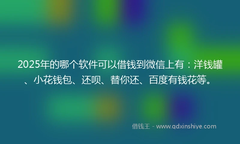 2025年的哪个软件可以借钱到微信上有：洋钱罐、小花钱包、还呗、替你还、百度有钱花等。