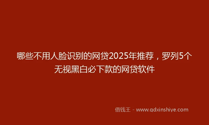 哪些不用人脸识别的网贷2025年推荐，罗列5个无视黑白必下款的网贷软件