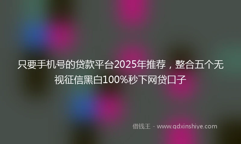 只要手机号的贷款平台2025年推荐，整合五个无视征信黑白100%秒下网贷口子