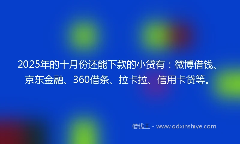 2025年的十月份还能下款的小贷有:微博借钱、京东金融、360借条、拉卡拉、信用卡贷等。
