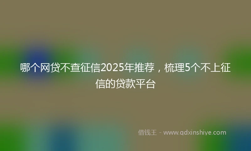 哪个网贷不查征信2025年推荐，梳理5个不上征信的贷款平台