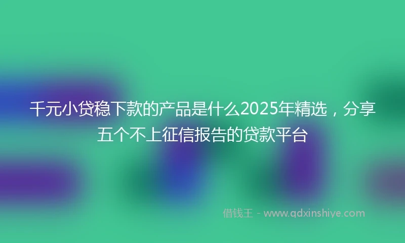 千元小贷稳下款的产品是什么2025年精选，分享五个不上征信报告的贷款平台