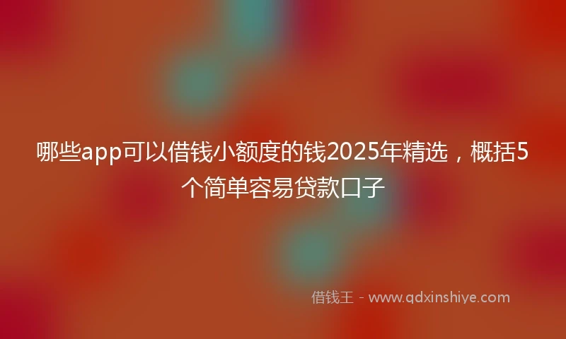 哪些app可以借钱小额度的钱2025年精选，概括5个简单容易贷款口子