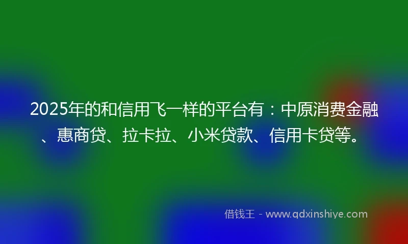 2025年的和信用飞一样的平台有：中原消费金融、惠商贷、拉卡拉、小米贷款、信用卡贷等。