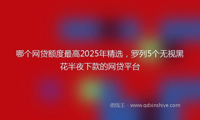 哪个网贷额度最高2025年精选，罗列5个无视黑花半夜下款的网贷平台